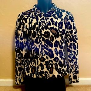 Diane von furstenburg cardigan button up sweater, size 10, animal print, new.